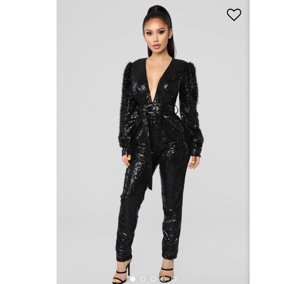 long sleeve sequin jumpsuit